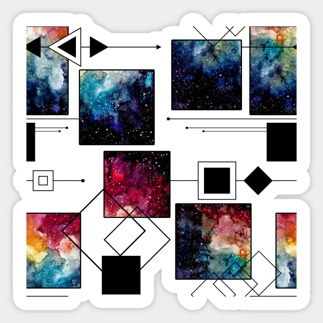 Vivid Nebula, Squares and Lines Sticker by Cordata